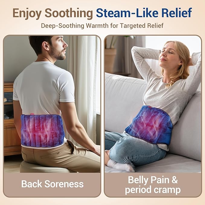 Comfytemp Microwave Moist Heating Pad for Back Pain Relief, Sciatica Surgery Recovery Must Have, FSA Eligible HSA, Microwavable Hot Therapy for Lower Lumbar, Cramps, Waist Warm Compress, Get Well Gift