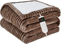 Heated Blanket Electric Full, Soft Flannel Heating Blanket with 8 Hours Auto Off 10 Fast Heating Levels Machine Washable Sherpa Heated Blanket with Overheating Protection
