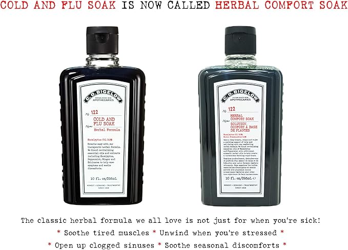 C.O. Bigelow Herbal Comfort Soak, Aromatherapy Bath Soak for Seasonal Discomfort, Relaxation, Muscle Relief with Essential Oils, Eucalyptus, Peppermint, Echinacea, 10 fl oz