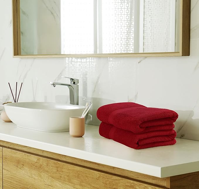 Utopia Towels 8 Piece Premium Towel Set, 2 Bath, 2 Hand, and 4 Wash Cloths, 600 GSM 100% Ring Spun Cotton, Highly Absorbent Towels for Bathroom, Gym, Hotel, and Spa, Red
