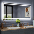 Amorho LED Bathroom Mirror Large 77"x 36" with Front Light and Backlit, Stepless Dimmable Wall Mirrors with Anti-Fog, Shatter-Proof, Memory, 3 Colors, Double LED Vanity Mirror