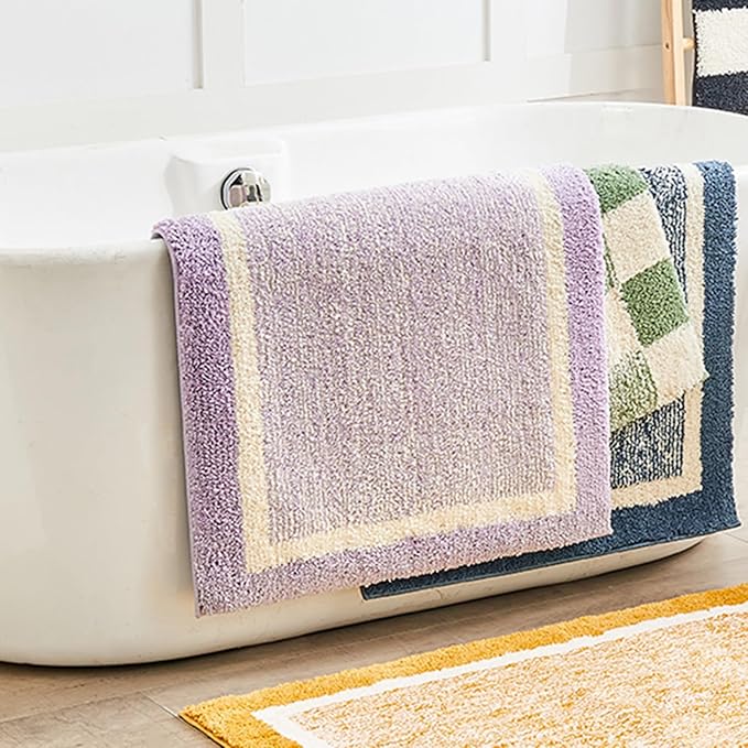 CozeCube Bath mats for Bathroom Non Slip, Fluffy Absorbent Microfiber Bath mat Washable, Aesthetic Bathroom Rugs, Small Purple Bath mat, Lavender, 24" x 16"