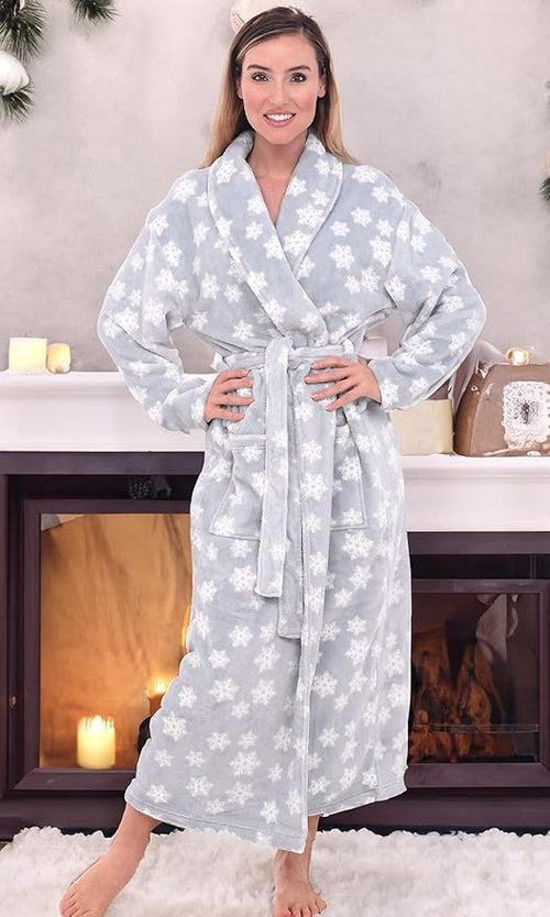 Alexander Del Rossa Plush Robe for Women, Long Fleece Winter Bath Robe, Plus Size