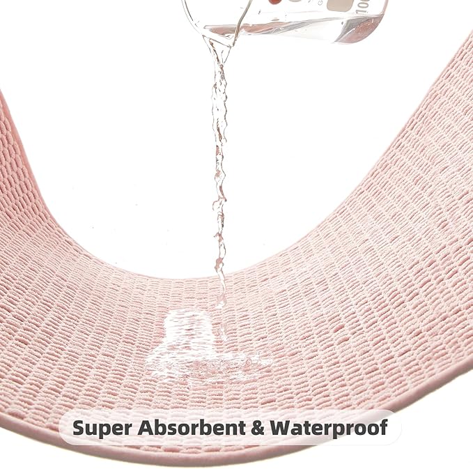 Bathroom Rugs Non Slip Washable, Super Absorbent Thin Bath Mat Quick Dry Low Pile Bathroom Rug, Pink 24"x47"