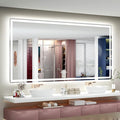 SMIROR LED Bathroom Mirror with Lights 72"x 40", Rounded Rectangle Lighted Vanity Mirror for Wall, Front Lit and Backlit, 3 Colors, Dimmable, Anti-Fog, Tempered Glass (Horizontally/Vertically)