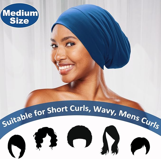 Sleep Cap Bonnet for Sleeping Black Women Men, Adjustable Cooling Lining Bonnets for Curly Hair Wrap Braids Beanie Night Hat