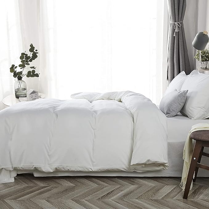 Twin Duvet Cover 1000 Thread Count 100% Egyptian Cotton Luxury Hotel Quality White Quilt Cover & Pillow Sham - 5 Piece All Season Duvet Cover Set with Zipper Closure, 6 Corner Ties