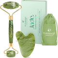 PLANTIFIQUE Jade Roller & Gua Sha Set – Real Jade Facial Tools for Skin Care Routine – Certified Face Massager for Radiant Skin