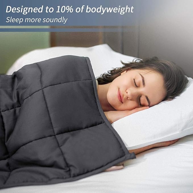 Smart Queen Weighted Blanket for Adults,(48"x72",10lbs Grey) Full Size Soft Cooling Heavy Blanket for Sleeping, Breathable Blanket with Glass Beads Perfect for 80-120 lbs,All Season,Machine Washable