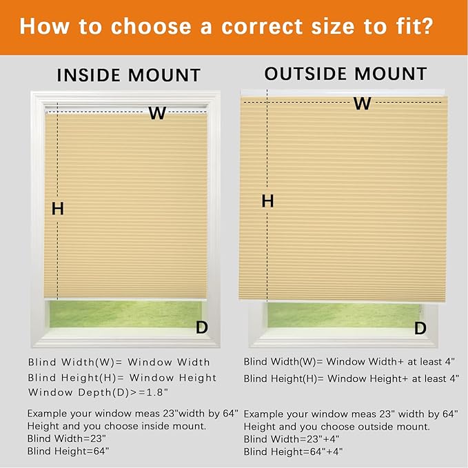 Persilux Custom Size Cellular Blinds for Windows Shades Blackout Cordless Roller Shades UV Protection Thermal Insulated Honeycomb Roller Blinds for Windows, Home and Office Beige