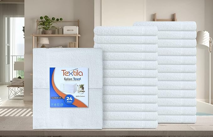 Basic Hand Towels 16x26 Inches – Bulck Pack of 24 – White Color – Soft and Absorbent Multipurpose Cotton Towels for Bathroom, Spa, Gym, Salon, Hotel, and Everyday Use