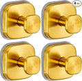 Suction Cup Hooks for Shower - Resuable Bathroom Hooks for Towels, Robes & Loofah - No-Drill Mounting on Kitchen,Walls,Metal,Glass,Mirrors,Tile & Smooth Non-Porous Surfaces (4, Brushed Gold)
