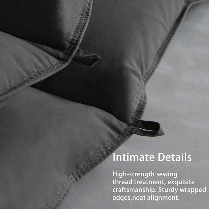 Luxury Down Fiber Comforter Oversized King Size - Fluffy and Cozy Duvet Insert for All Seasons - Medium Warmth Hotel Collection Comforters，Gray(120 X 98”)