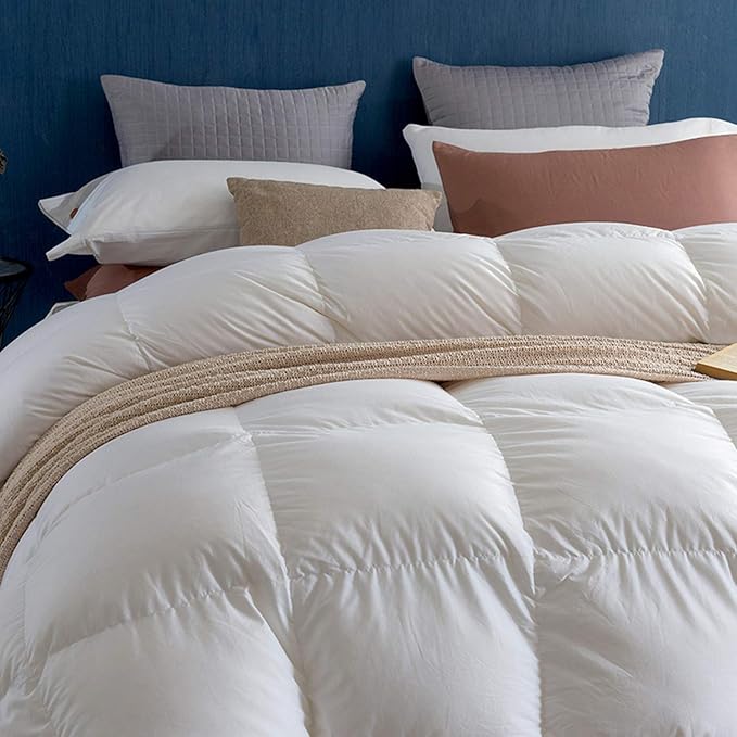 Royoliving Premium Feathers Down Duvet Insert Comforter California King Size Heavyweight Thickened Winter White 100% Cotton Cover with Corner Tabs (108x98, 77 oz)