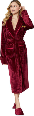Lotus Linen Plush Robes for Women - Soft Bathrobe, Custom Monogram, Warm Fleece Robe with Pockets