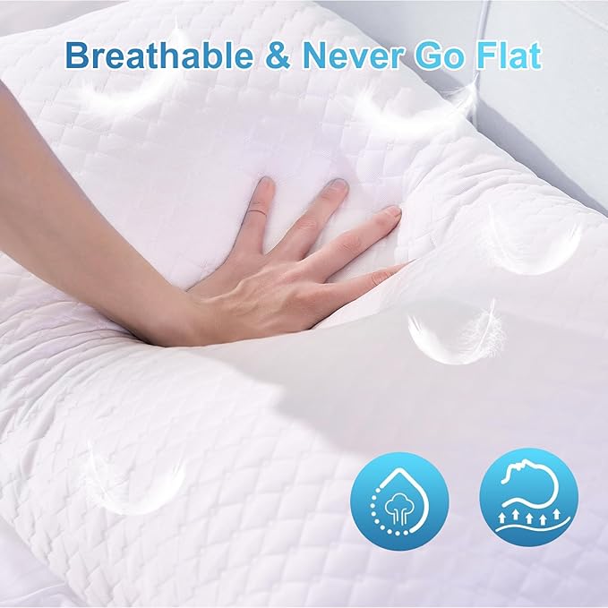 NTCOCO Cooling Bed Pillows for Sleeping Shredded Memory Foam Adjustable Gel for Side Stomach Back Sleepers Washable Removable Cover Cover Queen Size Pack of 2