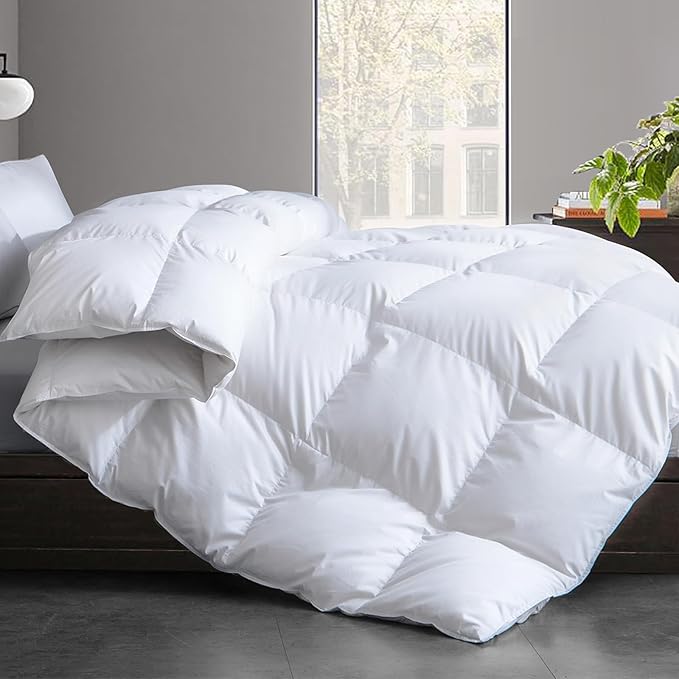 Cosybay Oversized King Size Feather Down Fiber Comforter - Ultra Soft 100% Cotton Duvet Insert, All Season Hotel Luxury Bedding with Corner Tabs, 116"x98" White