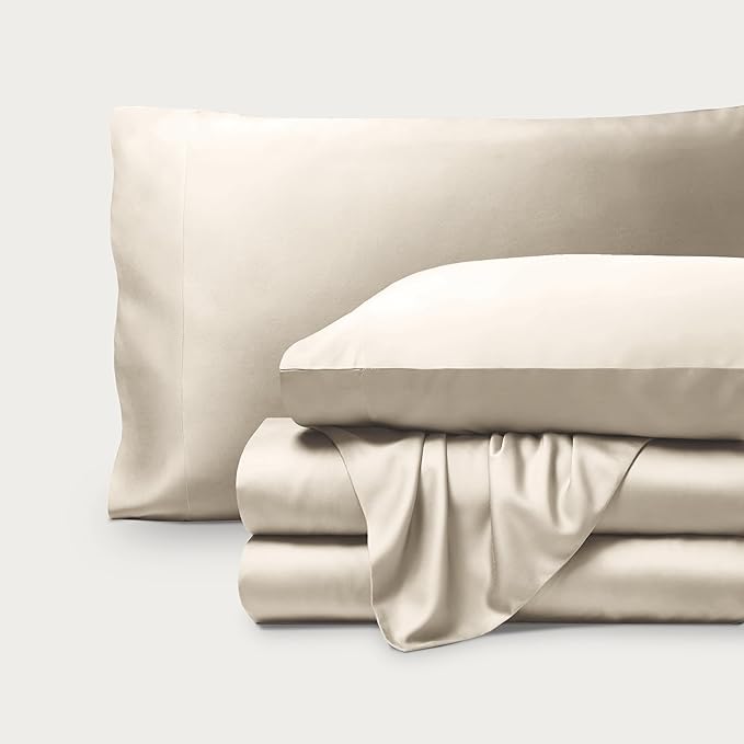 Bare Home 100% Rayon Made from Bamboo Twin XL Sheet Set - 3 Piece Bedding Set - Deep Pockets - Breathable - Easy Fit - Bedding Sheets & Pillowcases (Twin XL, Sand)