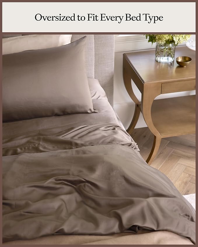 Cozy Earth Luxury Duvet Cover Twin - 100% Viscose from Bamboo - Ultra-Soft, Cooling & Lightweight Duvet Cover - Temperature-Regulating Bedding with Concealed Zip & Interior Snap Closures - Walnut