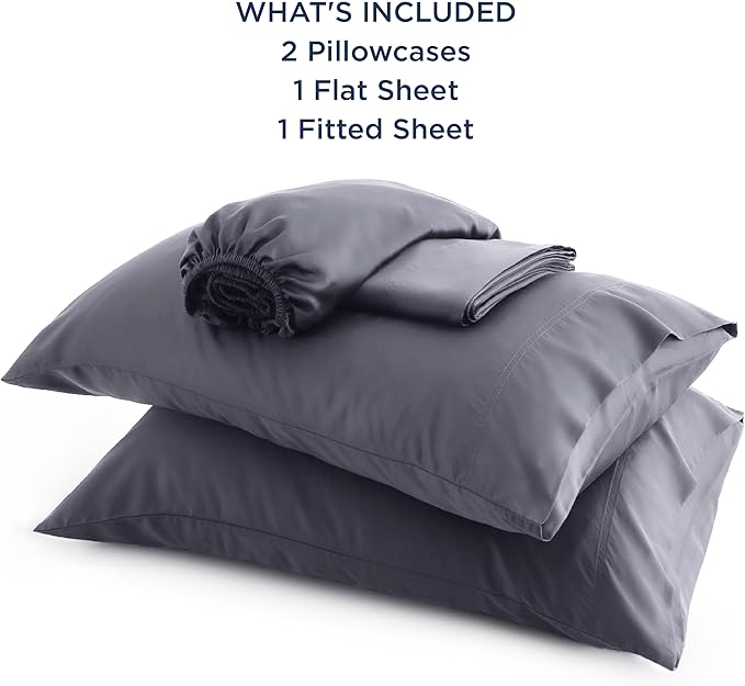 Bedsure King Size Sheets Set, Cooling Sheets for Hot Sleepers, Rayon Derived from Bamboo, Breathable & Soft, Deep Pocket Up to 16 Inches, Hotel Luxury Silky Bedding, Dark Grey