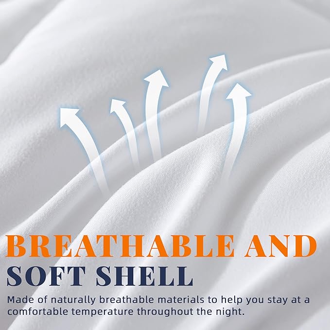 Cosybay Down Alternative Comforter (White, Queen) - All Season Soft Quilted Queen Size Bed Comforter - Duvet Insert with Corner Tabs - Winter Summer Warm Fluffy, 88x92inches