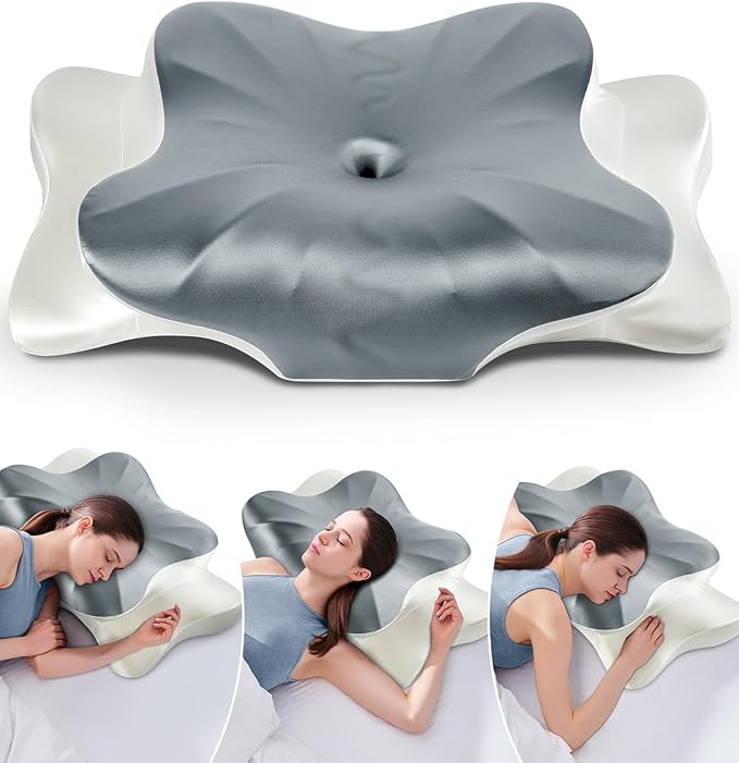 DONAMA Cervical Pillow for Neck and Shoulder,Contour Memory Foam Pillow,Ergonomic Neck Support Pillow for Side Back Stomach Sleepers with Pillowcase-King Size