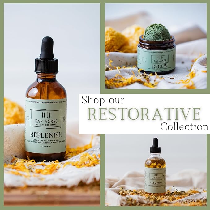 Emulsified Face Sugar Scrub, Organic squalane oil/Castor oil: Tremella Mushroom/Chamomile/Gotu Kola/Calendula/White Kaolin Clay, Manuka Honey-Gentle exfoliant-Dry/Sensitive/Mature skin (RENEW)