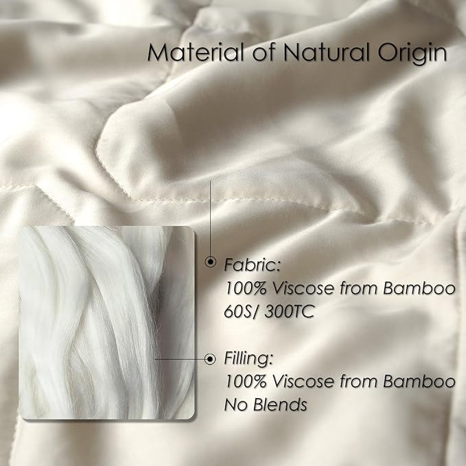 EP Mode Lightweight Quilt Blanket for Summer, Viscose from Bamboo Fabric & Filling, Natural, Breathable & Machine Washable- Ivory, Queen