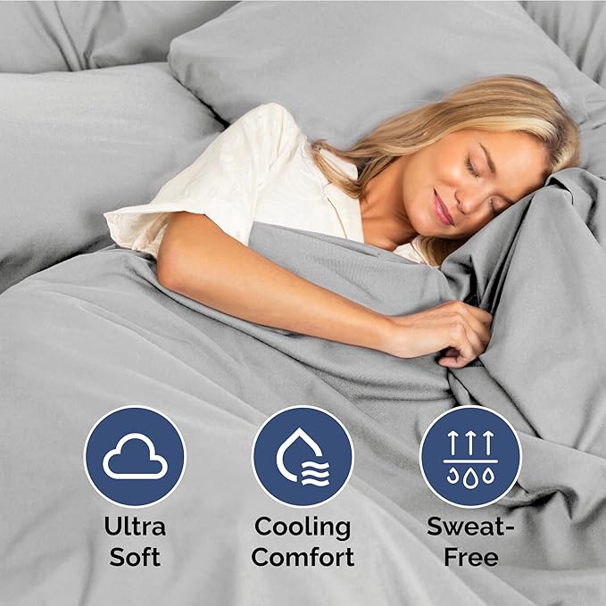 Twin XL Size 3 Piece Sheet Set - Extra Soft, Breathable and Cooling - Hotel Luxury Durable Bed Sheets for Women & Men - Deep Pockets, Easy-Fit & Wrinkle-Free - Soft Grey Oeko-Tex
