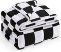 Wemore Flannel Fleece Weighted Blanket for Adult Queen Size 15 lbs, Dual Sided Luxurious Checkerboard Grid Heavy Blankets, Ultra Soft Throw Blanket, Plaid Black, 60 x 80 inches