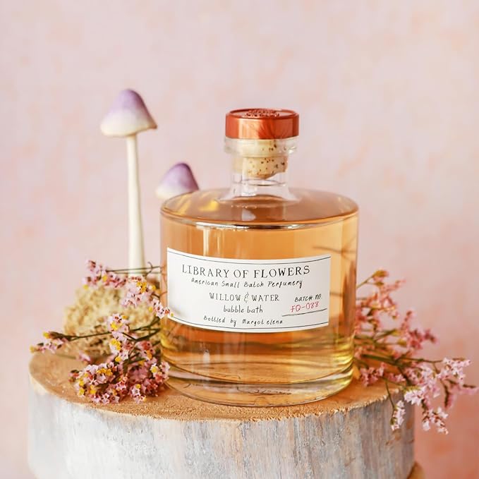 Library of Flowers Willow & Water Bubble Bath, 17 fl. oz., Cut Greens, Flowering Lotus & Watercress, Skin Hydrating & Deep Moisturizing, Avocado Oil & Green Tea, Relaxing Scented Bubbling Bath Soap