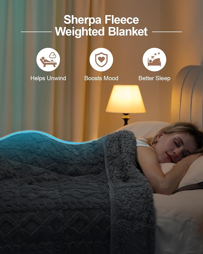 Super Fuzzy Soft Sherpa Fleece Weighted Blanket, 15 lbs Dual Sided Fluffy Heavy Weighted Blankets for Adults - No Bunching with Double Layers of Soft Inner Lining (48"x 72", 15 Pounds)