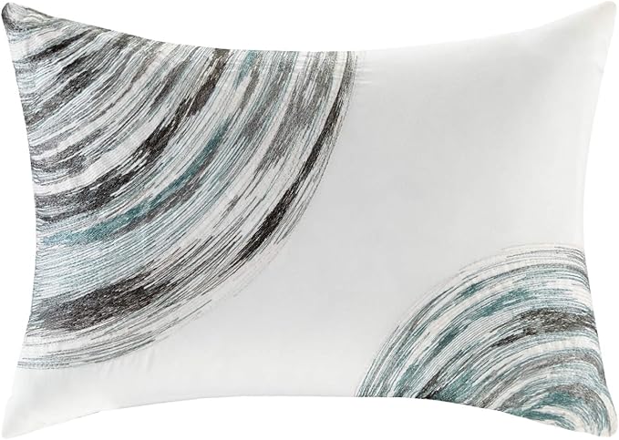 Madison Park Essentials Cal King Comforter Set, Bed in a Bag, Watercolor Print Coastal Comforter & Chambray Cotton Sheet Set, All Season Bedding Set, Saben, Aqua Cal-King (104 in x 92 in) 9 Piece