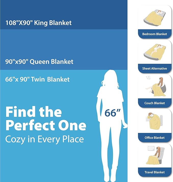 Queen Size Blanket, 70% Rayon (Derived from Bamboo) and 30% Cotton, Lightweight Jacquard Weave, Breathable and Soft Summer Blanket for Bed or Couch, 90” x 90”, Grey