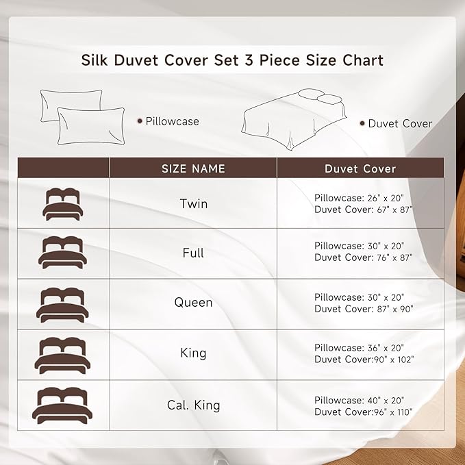 THXSILK 100% Pure Mulberry Silk Duvet Cover Set 3 Piece, 6A+ Grade Luxury Soft Bedding Silk Sheets for Hair and Skin, 1 Pcs Duvet/Quilt/Comforter Cover with 2 Zippered Pillowcases (Cream White, Full)