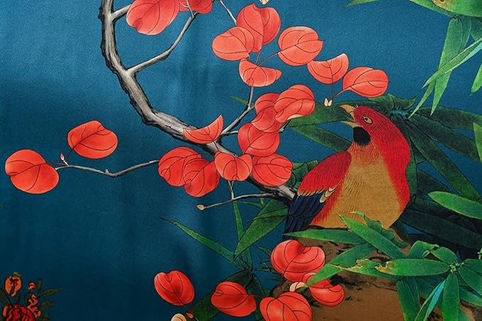 Women's Silk Kimono Robe Long Bathrobe Nightgown 100% Mulberry Silk for Women - Classic Floral Pattern