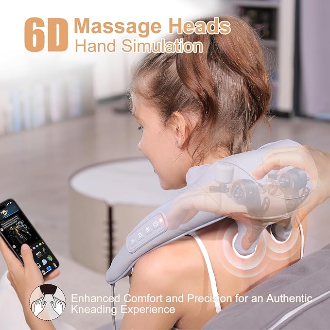 Electric Shiatsu Back and Neck Massager, Cordless Shoulder Massager with Heat, Deep Tissue 3D Kneading Massage Pillow for Shoulder, Leg, Body Muscle Pain Relief, Gifts for Men Women