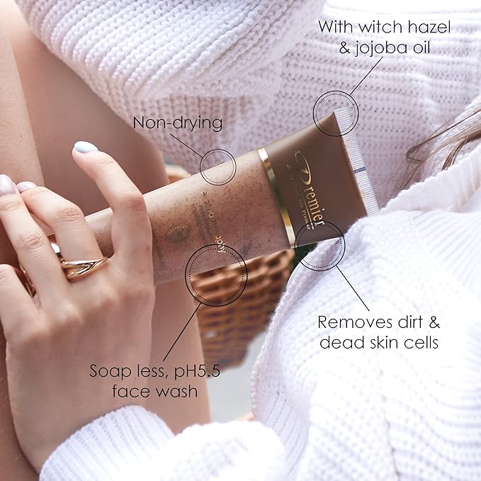 Premier Dead Sea Classic Para-Pharmaceutical Exfoliating Cleansing, Micro Grains Face Facial Gel Cleanser scrub Contains Dead Sea Minerals, non drying, Aromatherapy Scientific Concept 4.25Fl oz (X1)