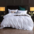 Queen Duvet Cover 1000 Thread Count 100% Egyptian Cotton Luxury Hotel Quality White Quilt Cover & Pillow Sham - 3 Piece All Season Duvet Cover Set with Zipper Closure, Corner Ties