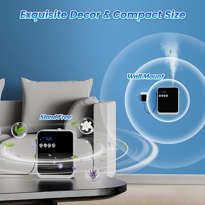 Waterless Essential Oil Diffuser,250ml Aromatherapy Scent Diffuser Air Machine with Smart APP & Touch Screen|Whole House Oil Diffusers for Home,Office & Hotel Collection,Covers 1500 sq.ft–Black