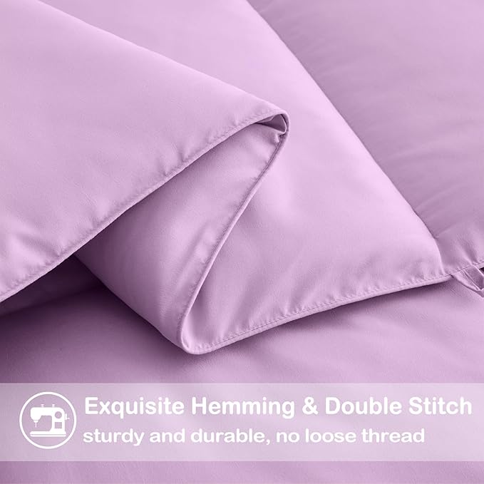 EASELAND King Size Down Alternative Comforter - Quilted Duvet Insert for All Seasons, Soft Lightweight with Corner Tabs, Summer Winter Warm Bedding, Lavender 90x102 Inches