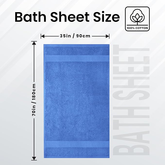 Infinitee Xclusives – Luxury Bath Sheets Towels – 1 Pack 600 GSM (35X70 Inches) – 100% Ring Spun Cotton Large Bath Towels for Bathroom (Eloquent Blue, Bath Sheets - Pack 1)