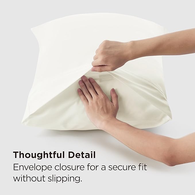 Bedsure King Size Pillow Cases Set of 2 - Ivory White Brushed Microfiber Pillowcases 2 Pack, Super Soft Pillow Case Cover with Envelope Closure, Wrinkle, Fade and Stain Resistant, 20x36 Inches