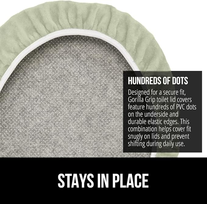 GORILLA GRIP Thick Memory Foam Bathroom Toilet Lid Seat Cover, Soft Velvet Topside, Machine Wash, Plush Cushioned Covers Fits Most Size Lids, Decorative Bath Room Accessories, 19.5x18.5, Sage