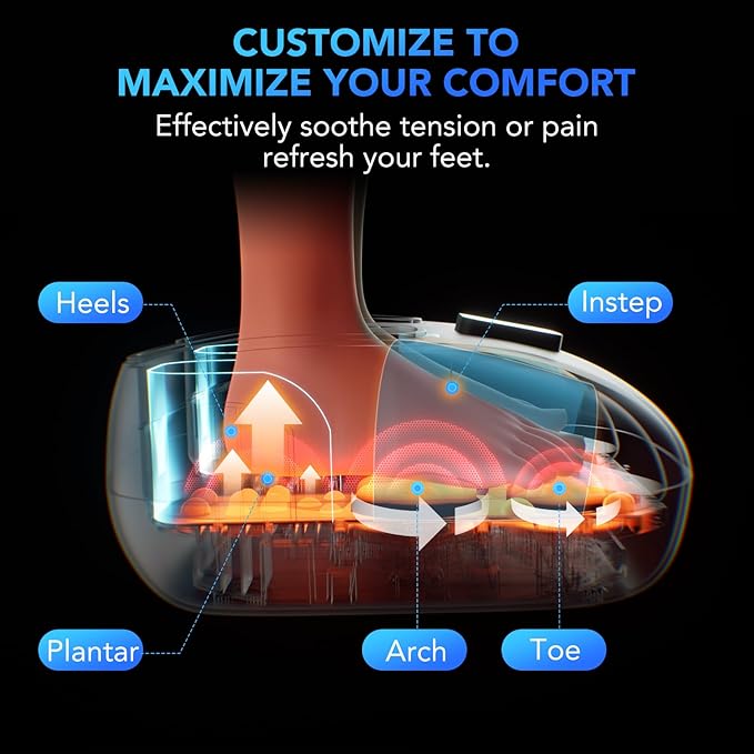 SKG Foot Massager with Heat and Remote, Upgrade Electric Feet Massager for Plantar Fasciitis Pain Relief, 3 Levels Compression Massage for Neuropathy Plantar Fasciitis, Up to Size 13 Home Office Use