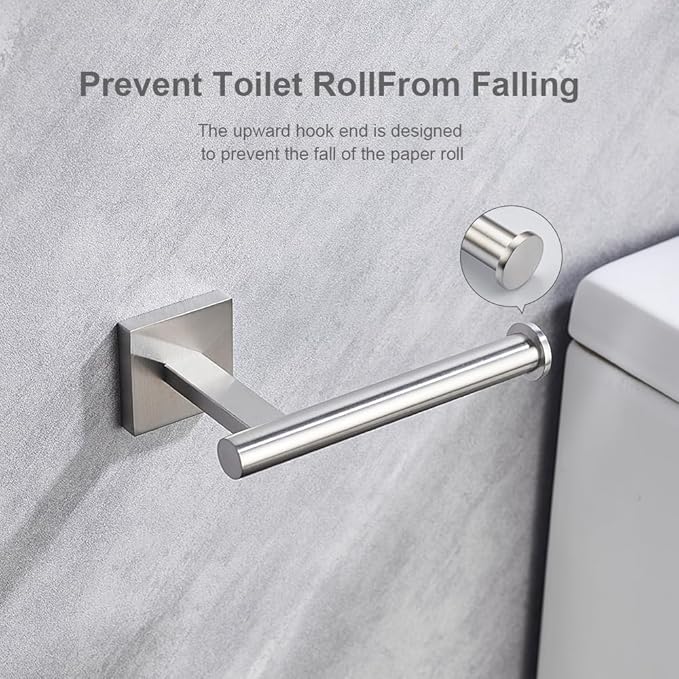 Premium 304 Stainless Steel Wall Mounted Toilet Paper Holder - Brushed Nickel Paper Roll Holder, Heavy-Duty Permanent Bathroom Toilet Tissue Holder, Modern & Durable Toilet Roll Holder