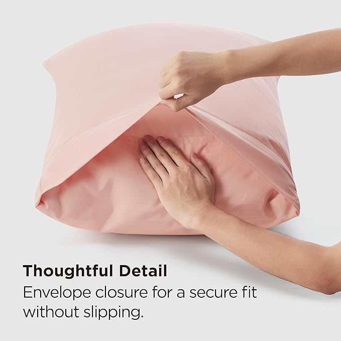 Bedsure Pillow Cases Standard Size Set of 2 - Pale Blush Brushed Microfiber Pillowcases, Super Soft and Cozy Pillow Case Covers with Envelope Closure, Wrinkle, Fade and Stain Resistant, 20x26 Inches