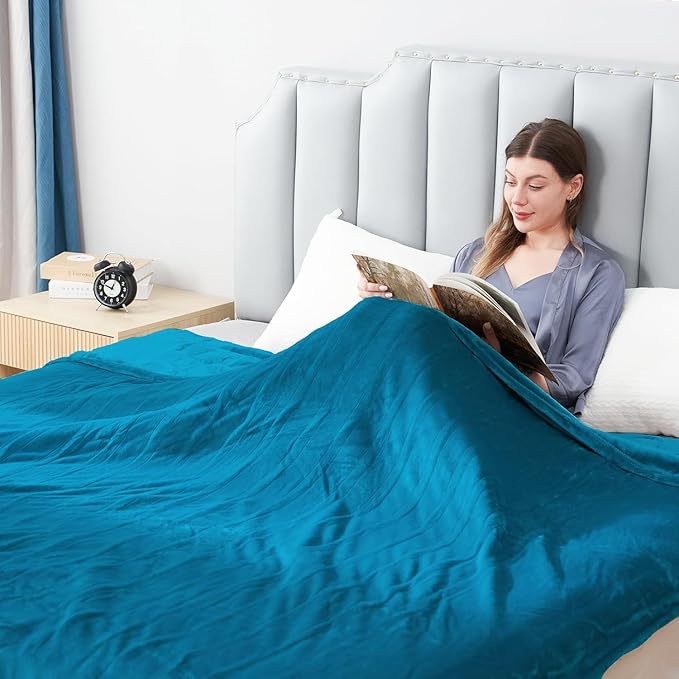 Electric Heated Blanket Full Size 72"x84", 5 Heating Levels & 10 Hours Auto Off Large Oversized, Machine Washable, Home Office Use, Blue
