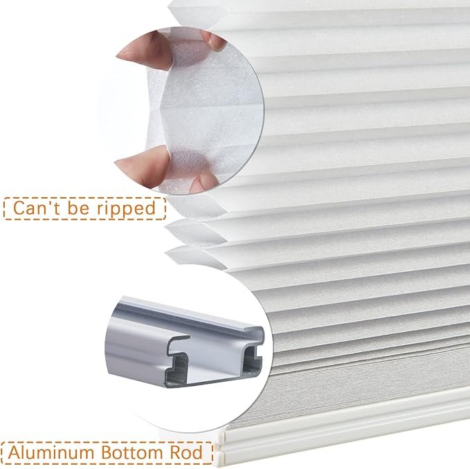 Persilux Light Filtering Cordless Cellular Shades 1.5" Cellular Blinds for Windows, Office, and Sliding Glass Doors, White, 82" W x 38" H