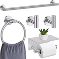 Brushed Nickel Bathroom Hardware Set, 5 Pieces Towel Bar Bathroom Accessories, Upgraded Toilet Paper Holder with Shelf Set, 23.6 Inch Towel Rack Towel Holder for Bathroom Wall